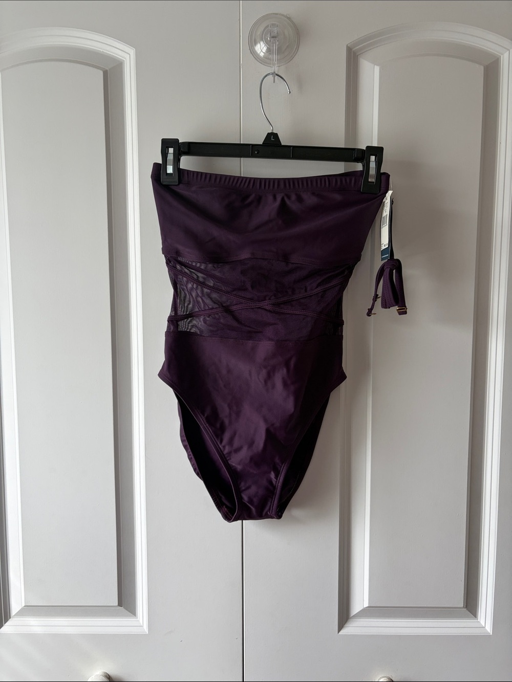 Anne Cole Purple Mesh Center One Piece Swimsuit Size 10 New with Tags